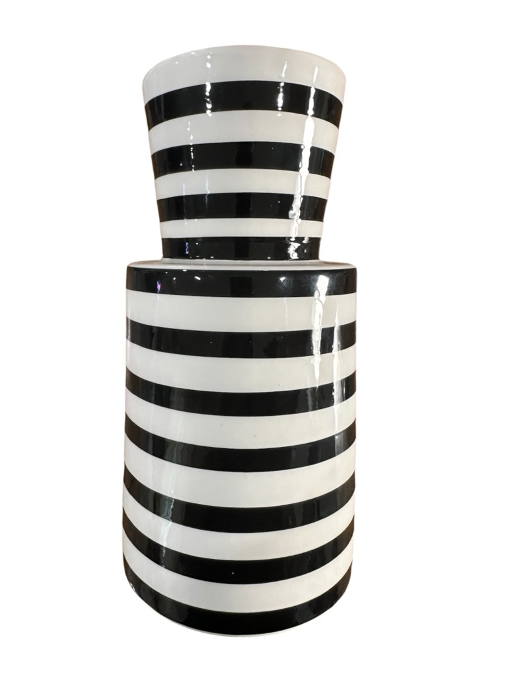 Chic Black & White Striped Vase